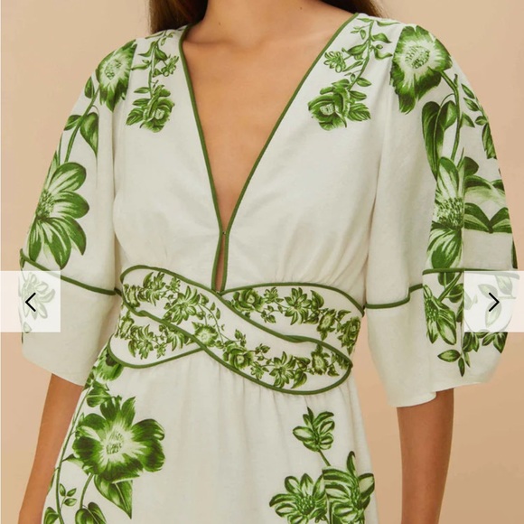 FARM Rio Green and White Floral Dress - Picture 3 of 8